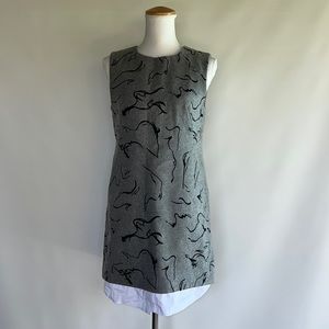 Misha Nonoo Embroidered Wool Shift Dress - sz 2
